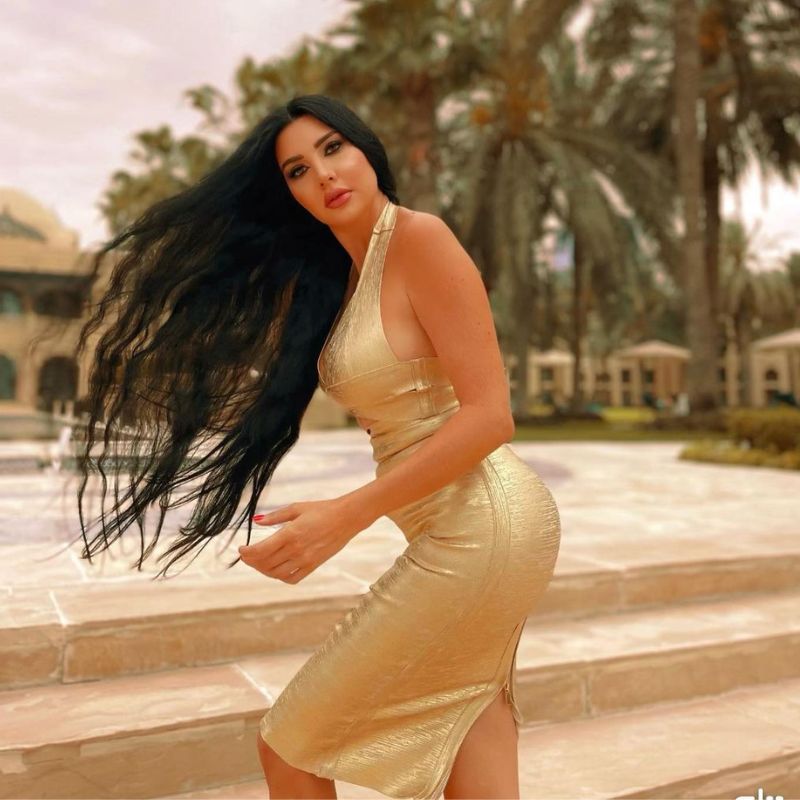 V Neck Halter Gold Bandage Two Piece Skirt Set