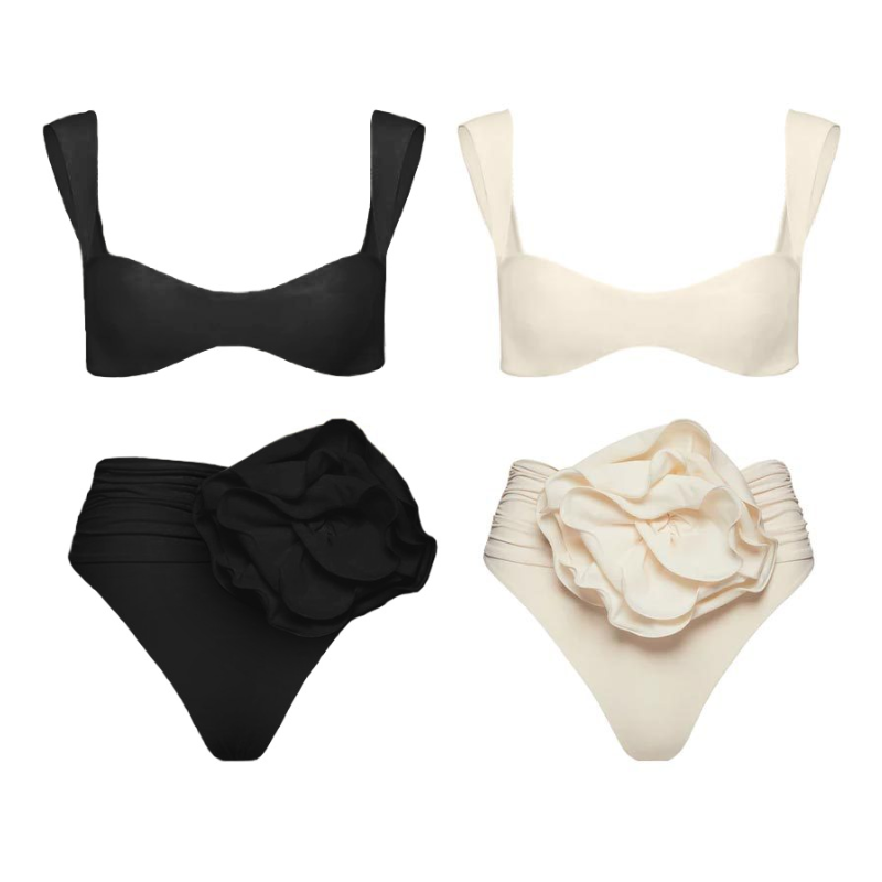 3D Flower High-waisted Bikini Swimsuit