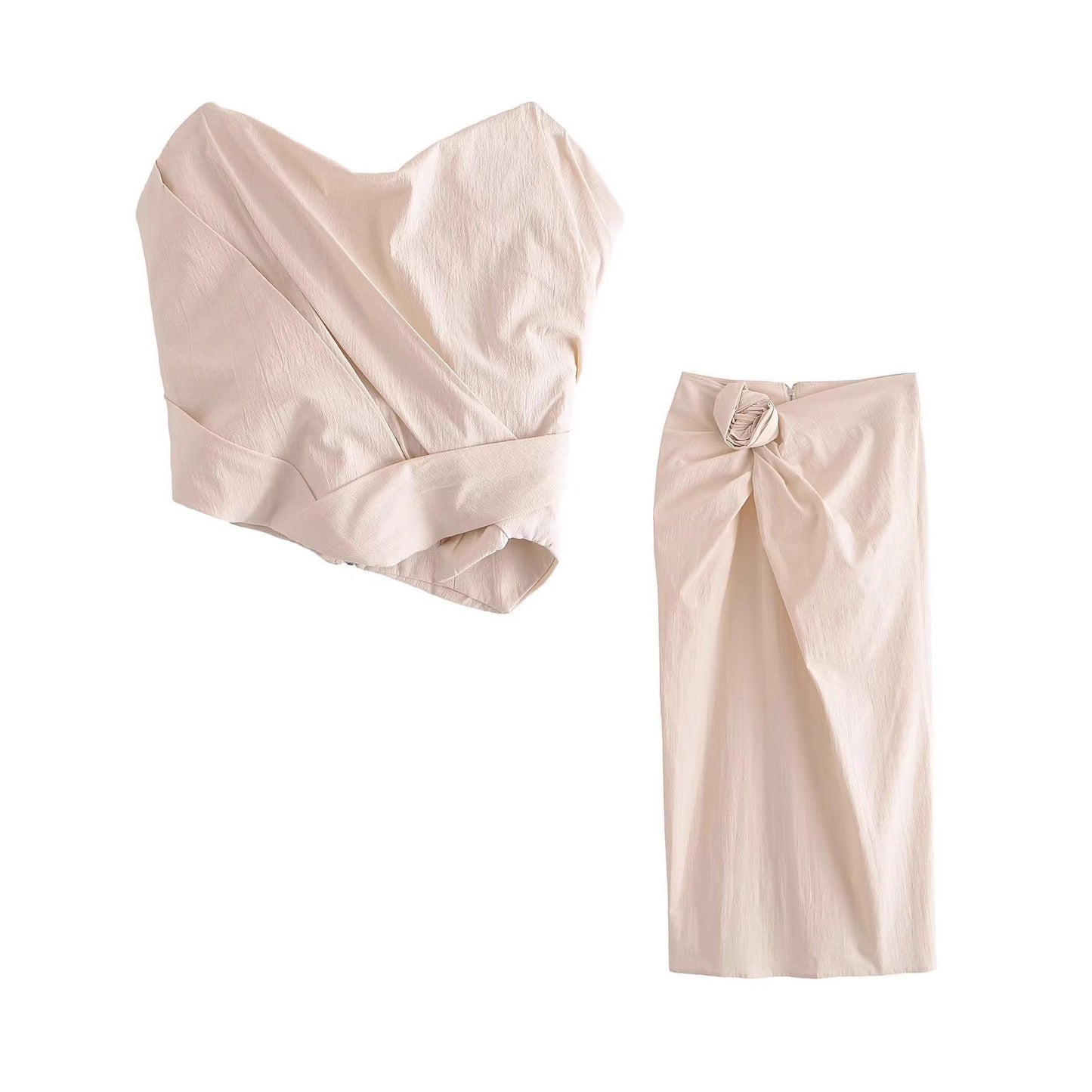 Bandeau 3D Flower Cami and Skirt Set