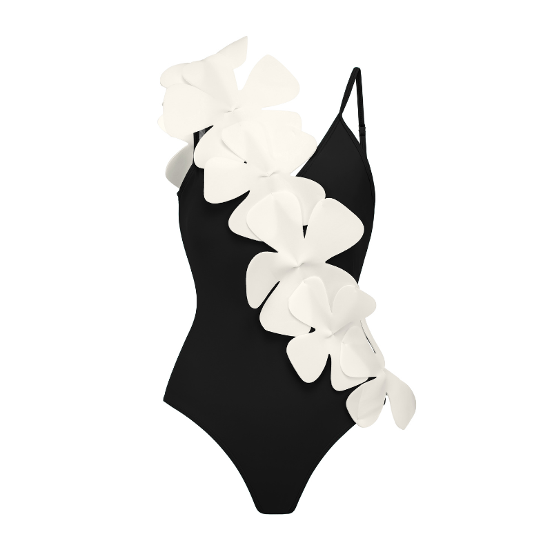 3D Flower Backless One Piece Swimsuit and Pants
