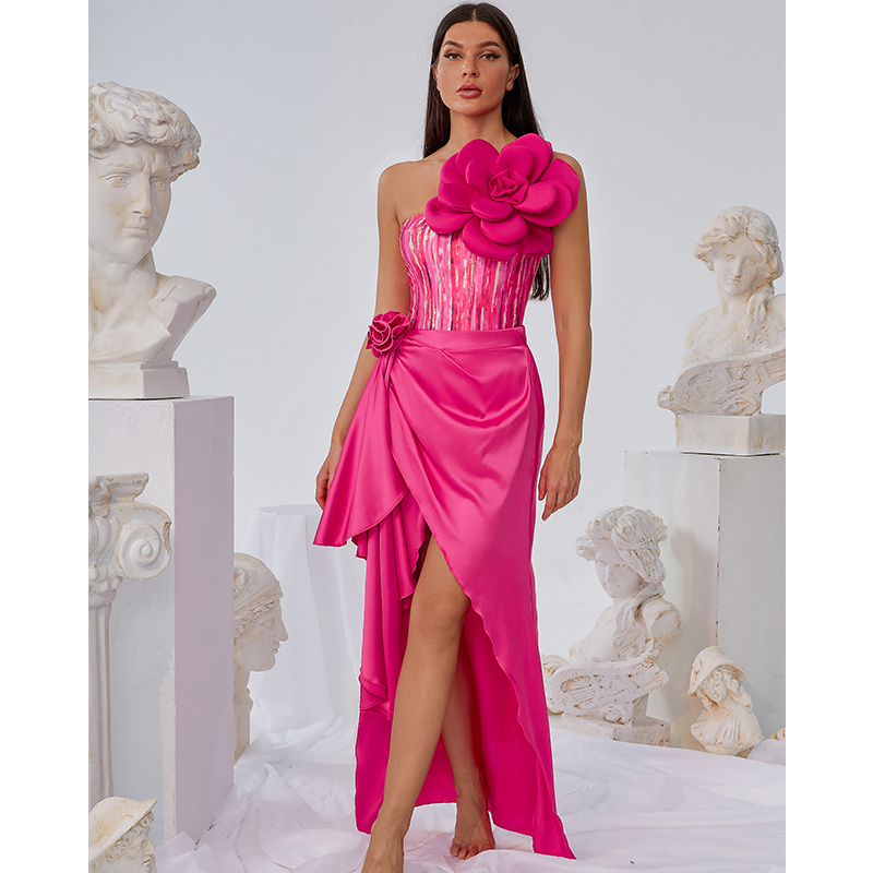 3D Flower Decor Swimsuit and Skirt