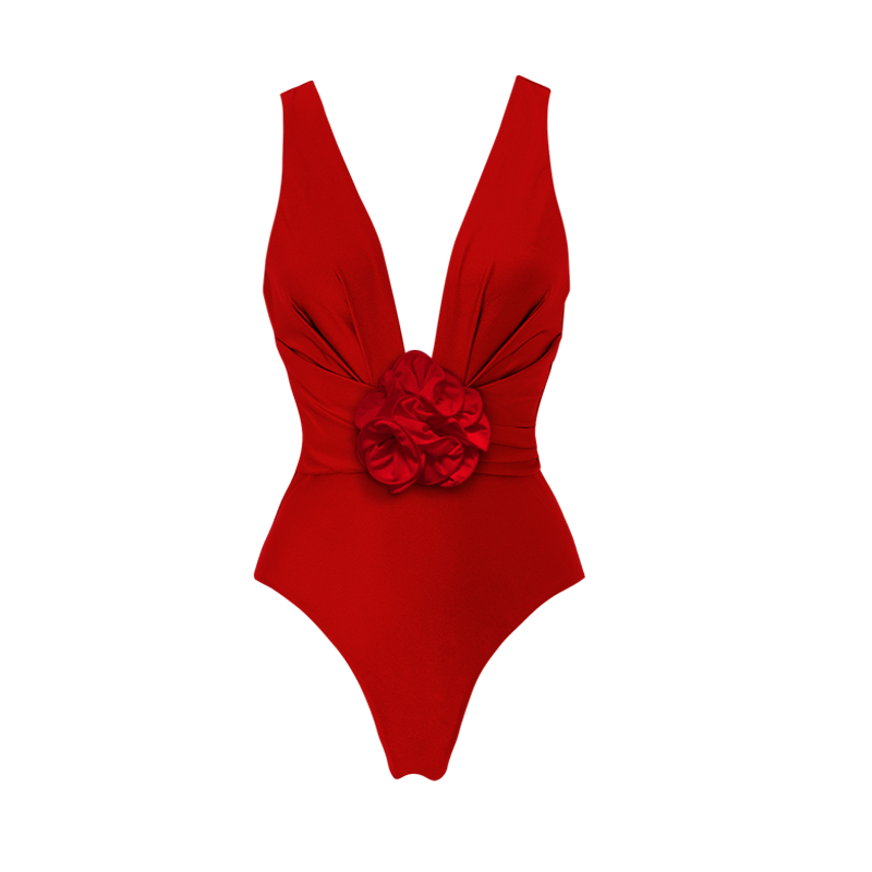 Detachable 3D Flower One Piece Swimsuit and Sarong