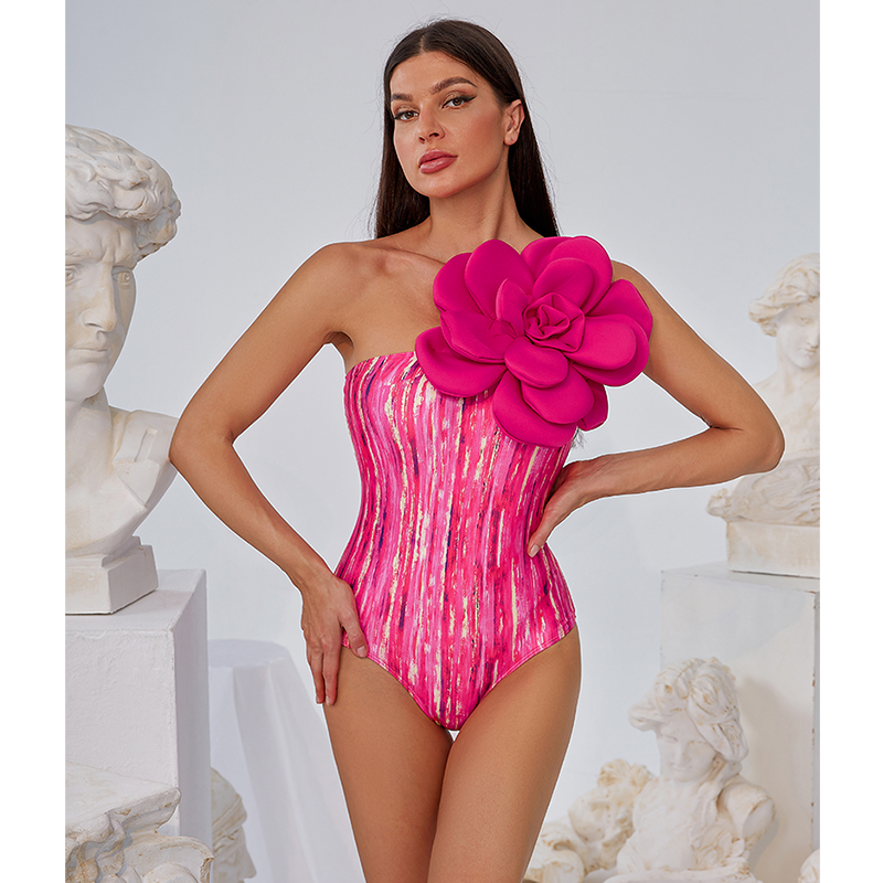 3D Flower Decor Swimsuit and Skirt