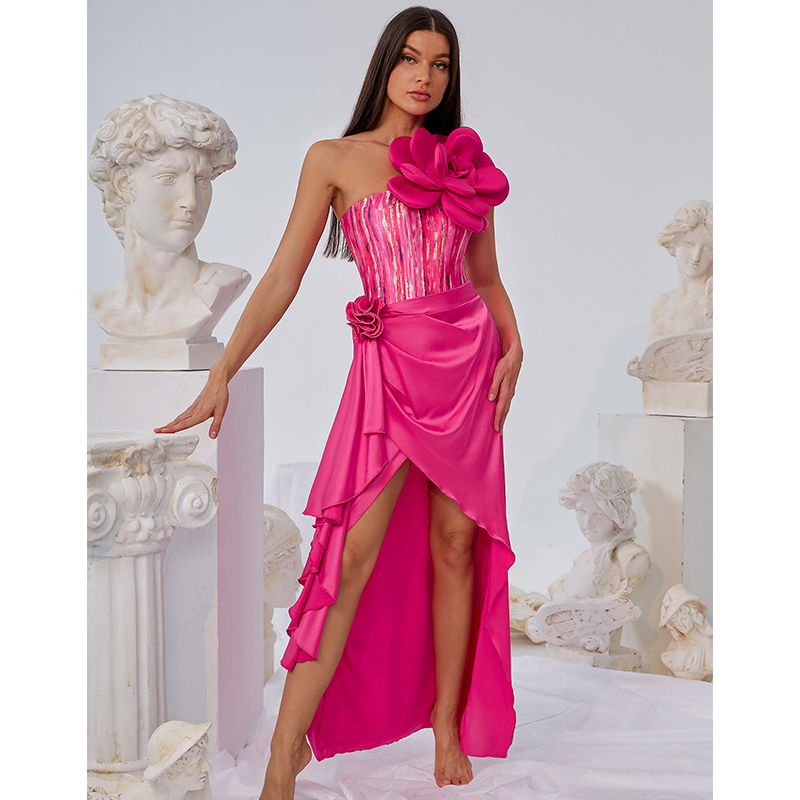 3D Flower Decor Swimsuit and Skirt
