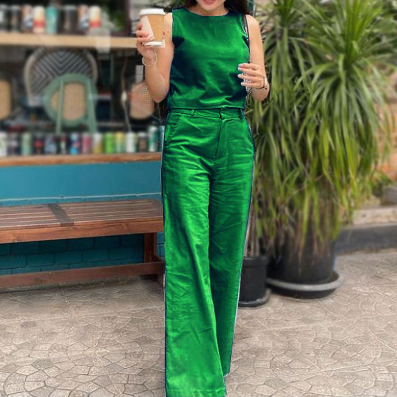 2023 New Fashion Sleeveless Casual 2-Piece Suit