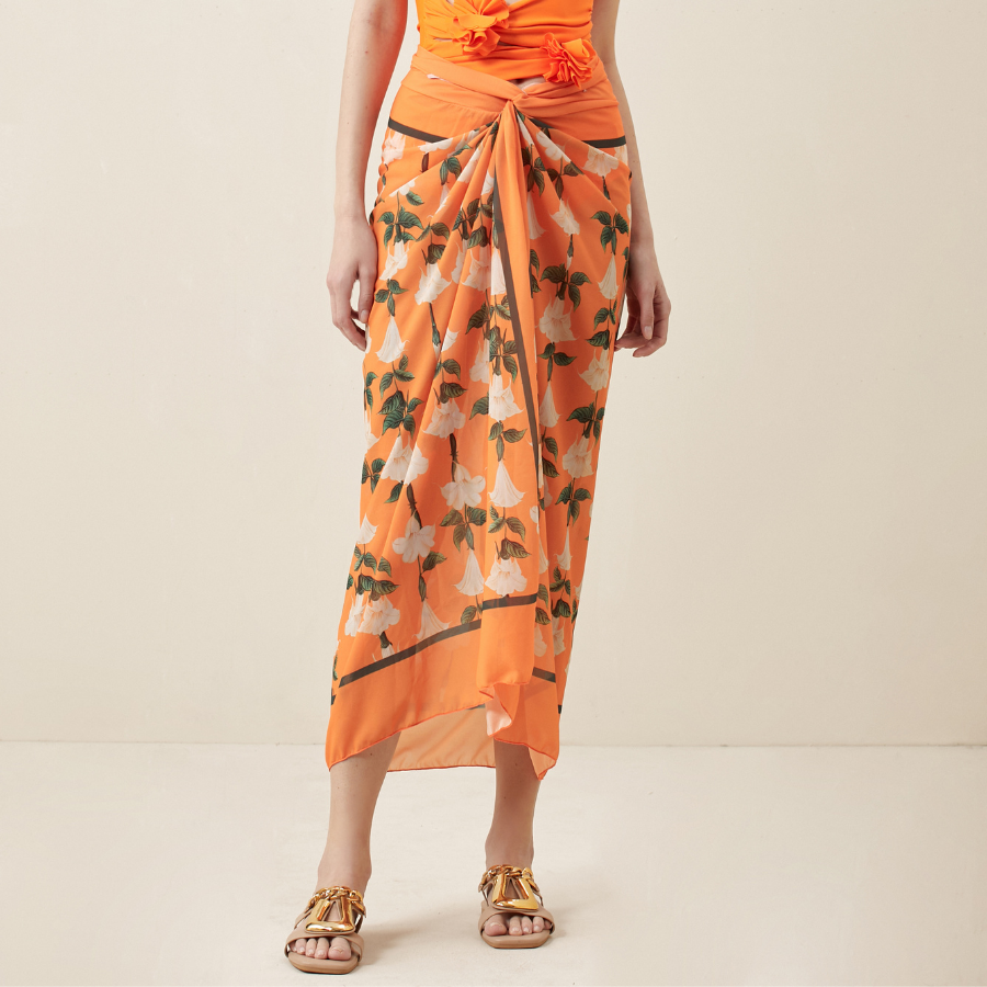 Vioye Halter Cutout 3D Flower Decor One Piece Swimsuit and Sarong