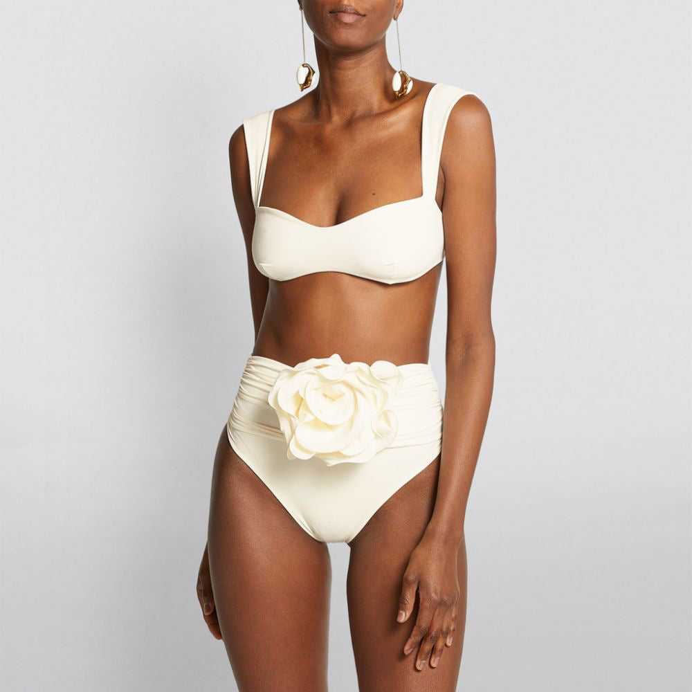 3D Flower High-waisted Bikini Swimsuit