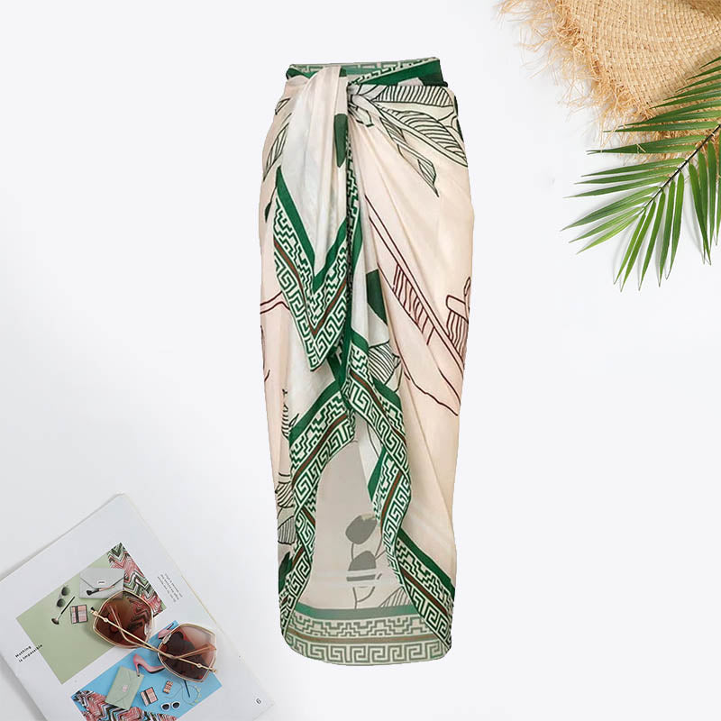 Graphic Print Twist Bow Front Tie Swimsuit