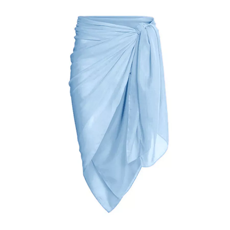 Vioye Blue Reversible Bowknot Tie-shoulder One Piece Swimsuit and Sarong/Skirt