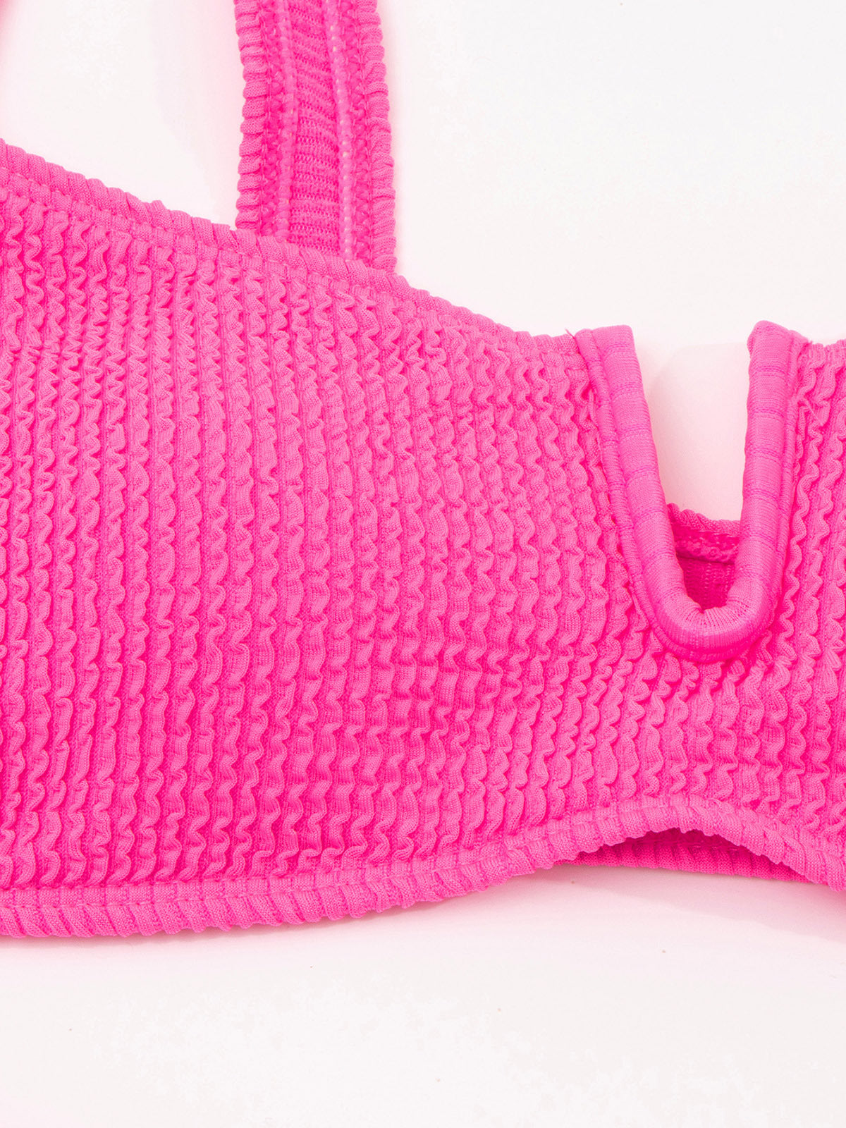 V Neck Special Fabric Solid Color Bikini Swimsuit