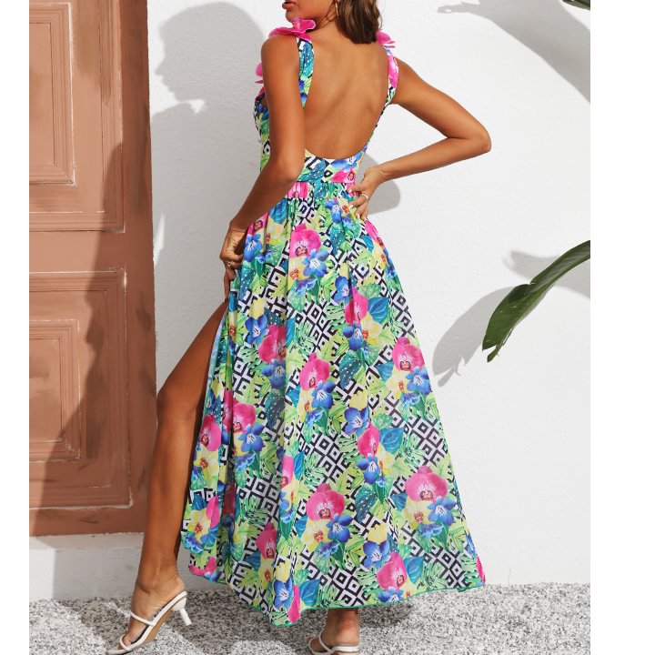 3D orchid Print One Piece Swimsuit and Sarong