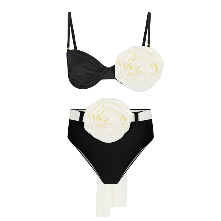 3D flower Bikini Swimsuit and Sarong (Shipped on Jun 20th)