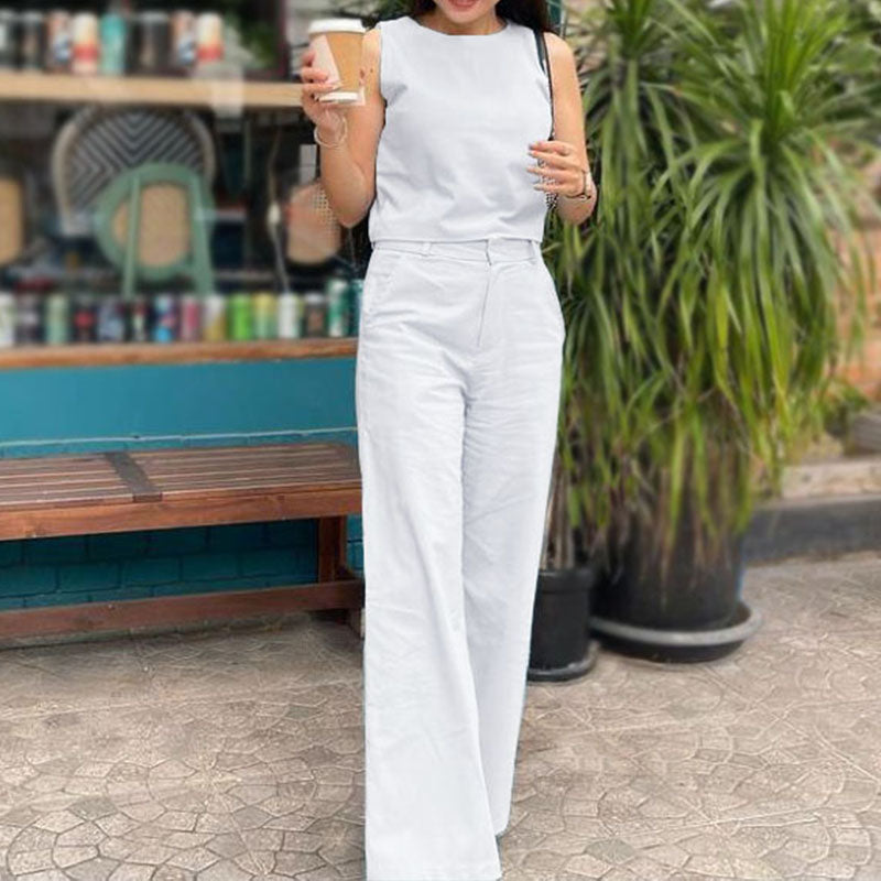 2023 New Fashion Sleeveless Casual 2-Piece Suit