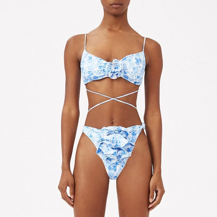 3D Flower Floral Bikini Swimsuit
