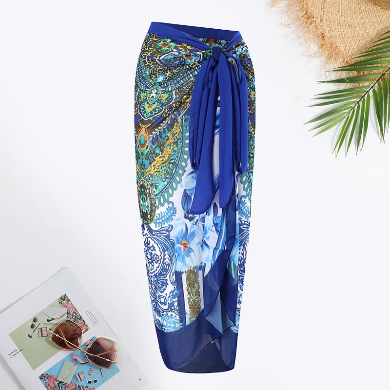 All Over Print Flower Decoration Tie Front Swimsuit