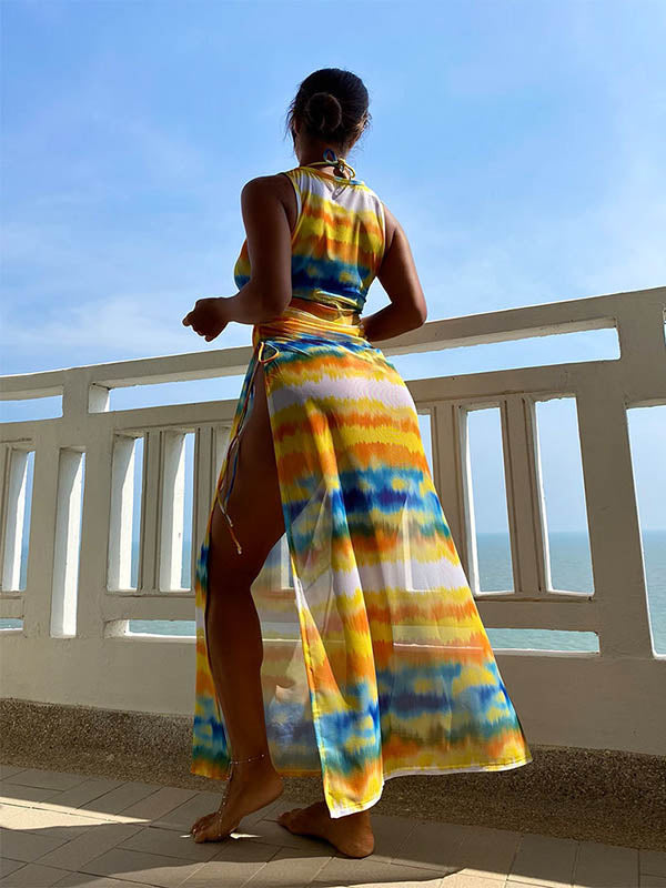Beach Casual Tie Dye Tie Swimsuit