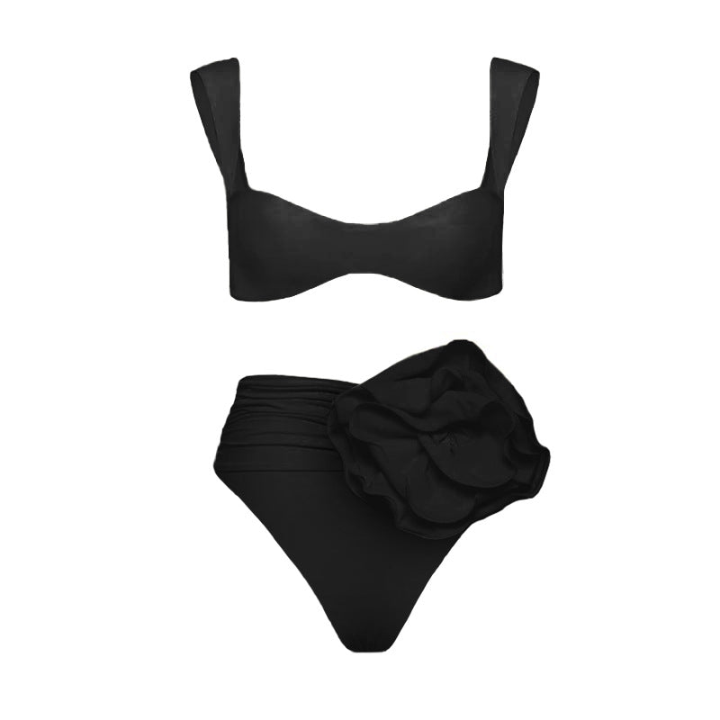 3D Flower High-waisted Bikini Swimsuit
