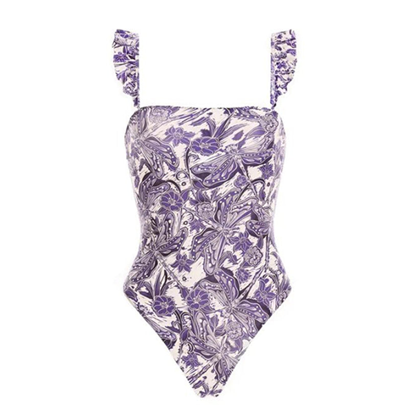 Printed Simple Fashion One Piece Swimsuit and Sarong