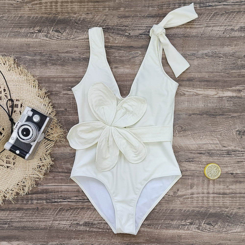 Vioye 3D Flower Cut Out One Piece Swimsuit
