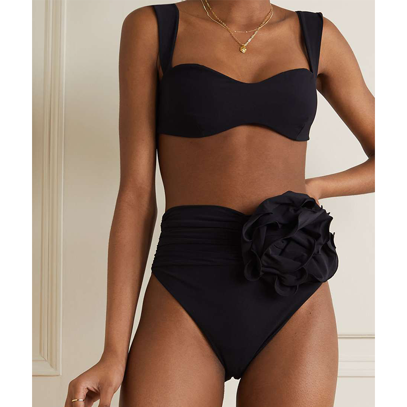 3D Flower High-waisted Bikini Swimsuit