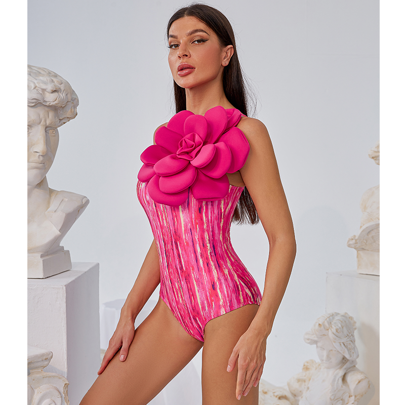 3D Flower Decor Swimsuit and Skirt