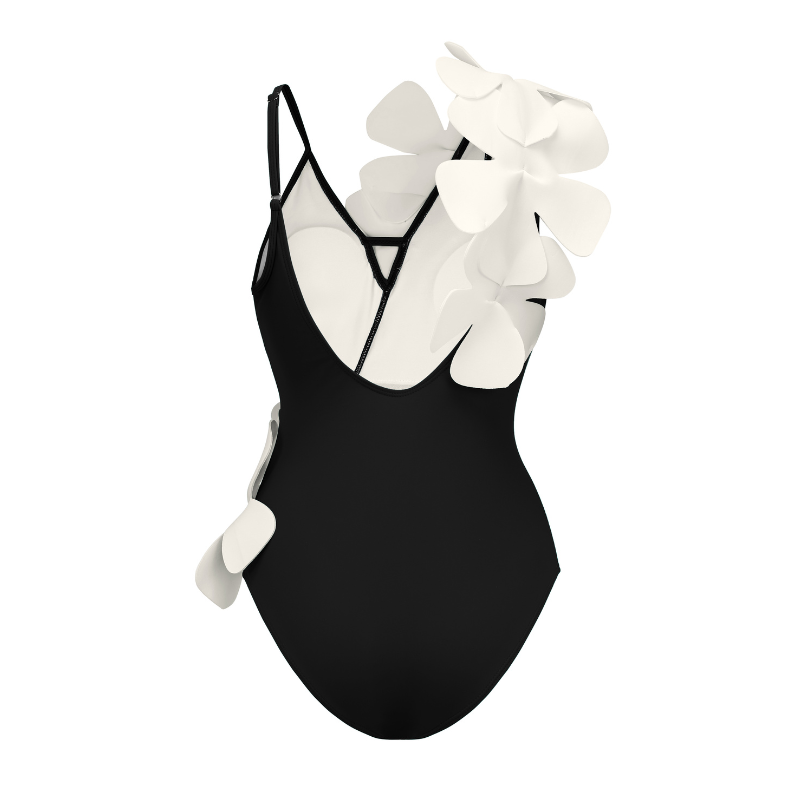 3D Flower Backless One Piece Swimsuit and Pants