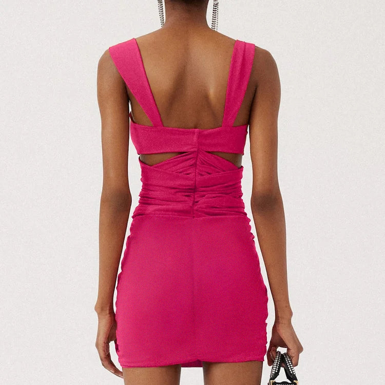 Vioye Rose Red 3D Flower Cutout One Piece Swimsuit and Skirt