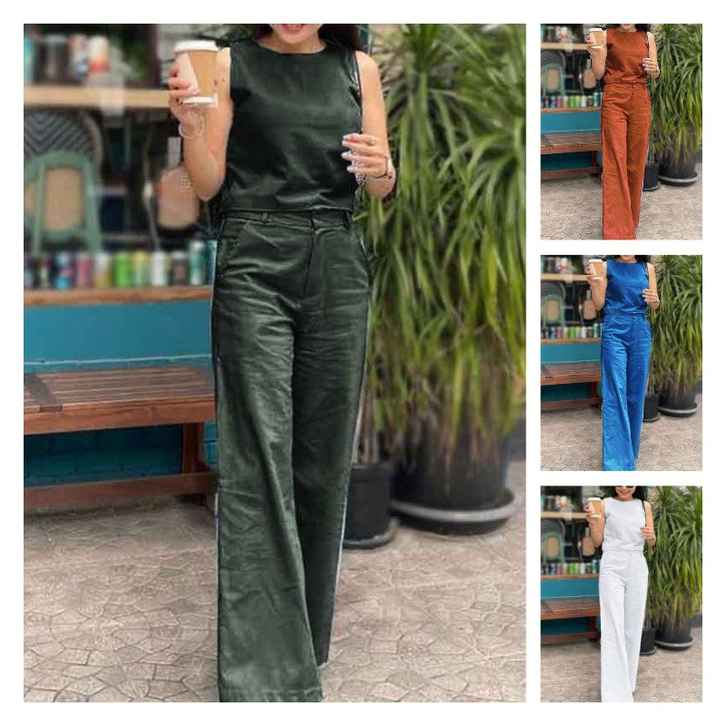 2023 New Fashion Sleeveless Casual 2-Piece Suit