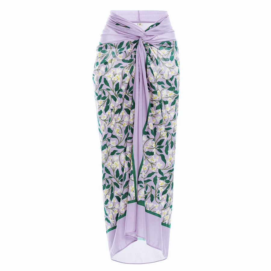 Vioye Purple Halter 3D Flower Decor Backless One Piece Swimsuit and Sarong