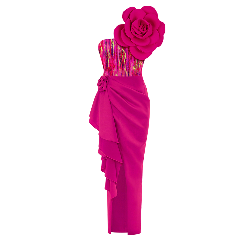 3D Flower Decor Swimsuit and Skirt