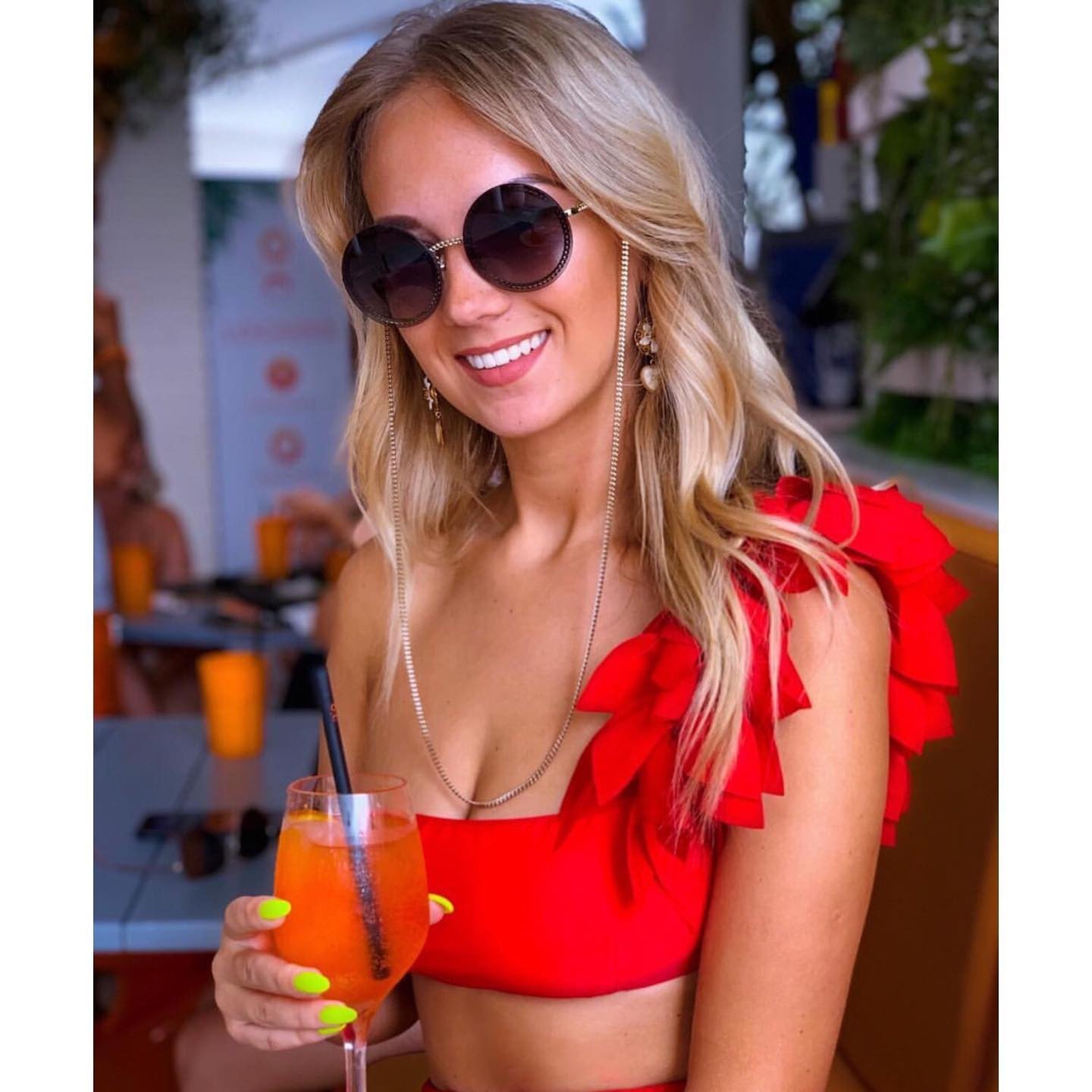 3D Flower One Shoulder Red Bikini Swimsuit