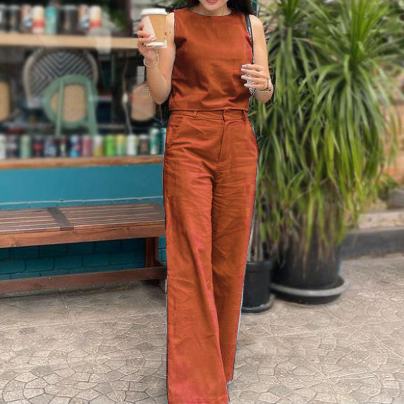2023 New Fashion Sleeveless Casual 2-Piece Suit