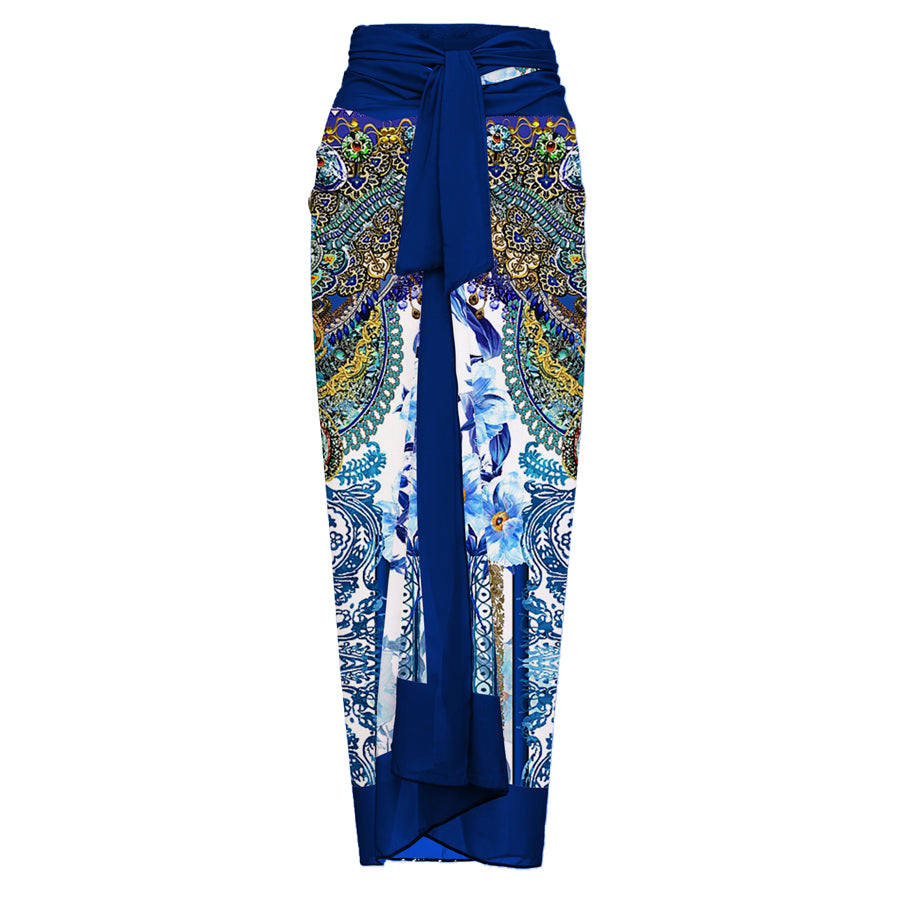 Vioye Reversible Bowknot Tie-shoulder One Piece Swimsuit and Sarong