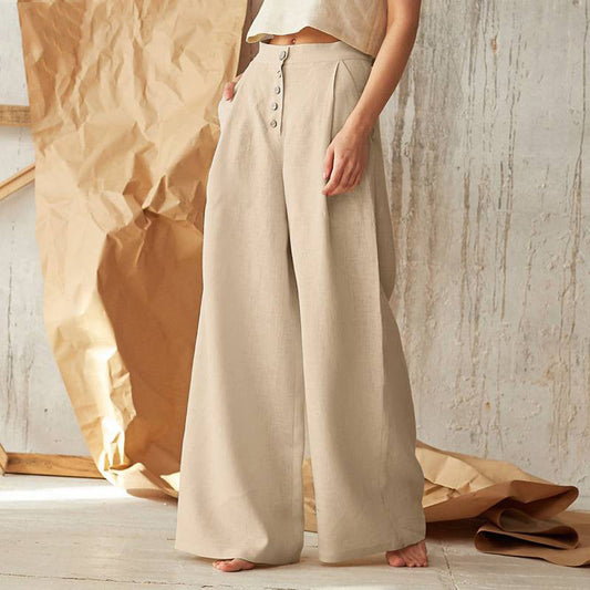 Women'S Solid Color Casual Button Pants