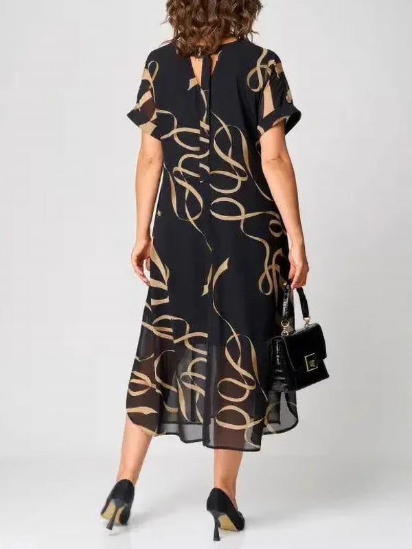 New Unique Design Ripple Print Ladies Dress