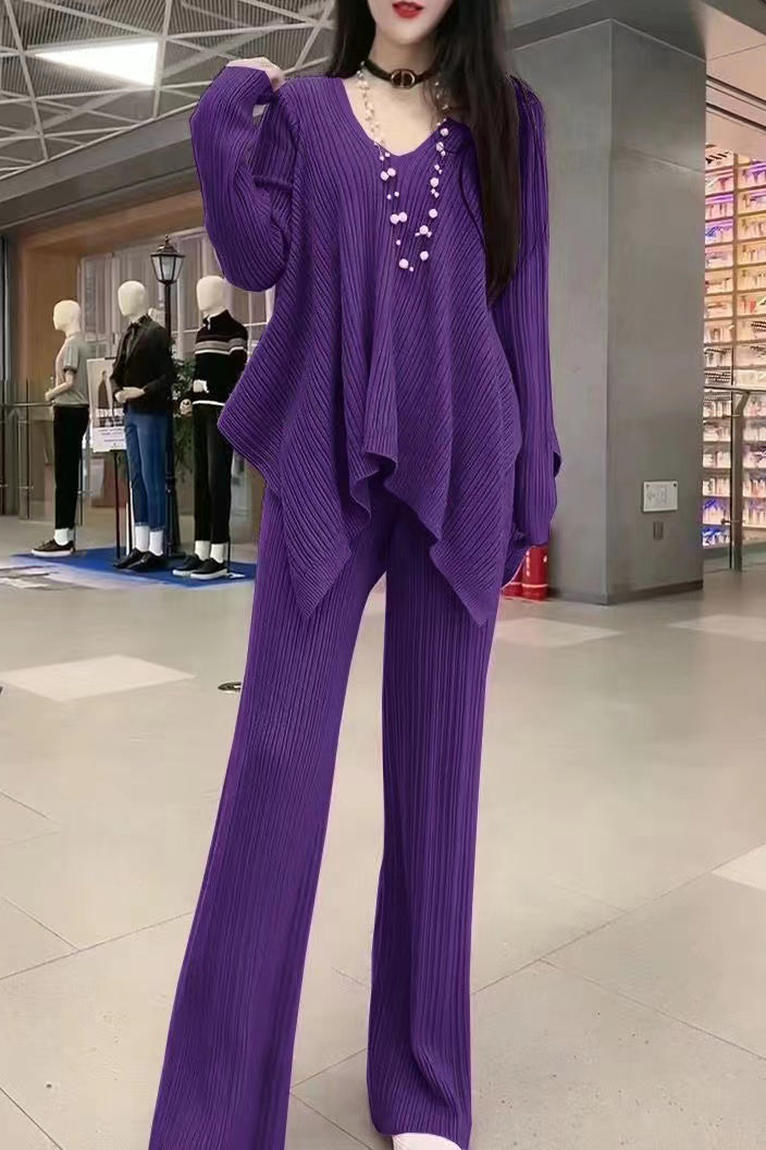 Temperament Fashionable Casual Irregular 2-Piece Set