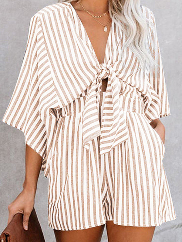 New Bow Striped Ladies Jumpsuit