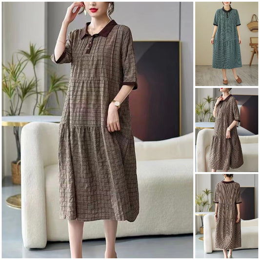 French Retro Plaid Comfortable Dress