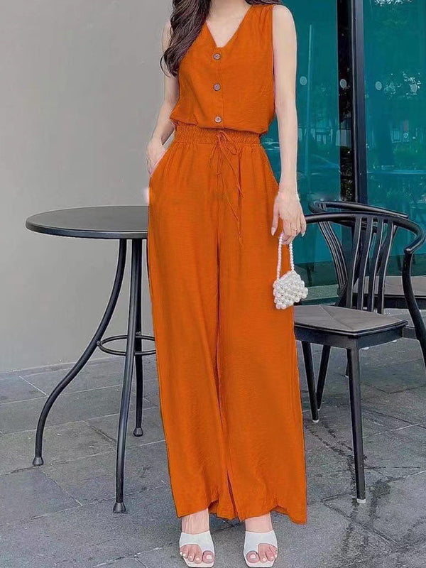 Fashion Button Women's Jumpsuit