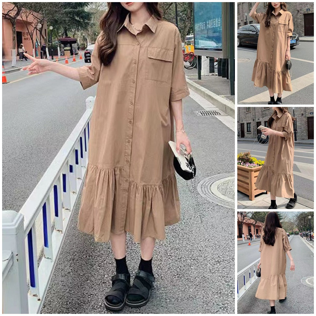 New Large Size Irregular Shirt Dress