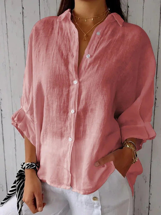 New Cotton & Linen Casual Tie-Back Women's Top