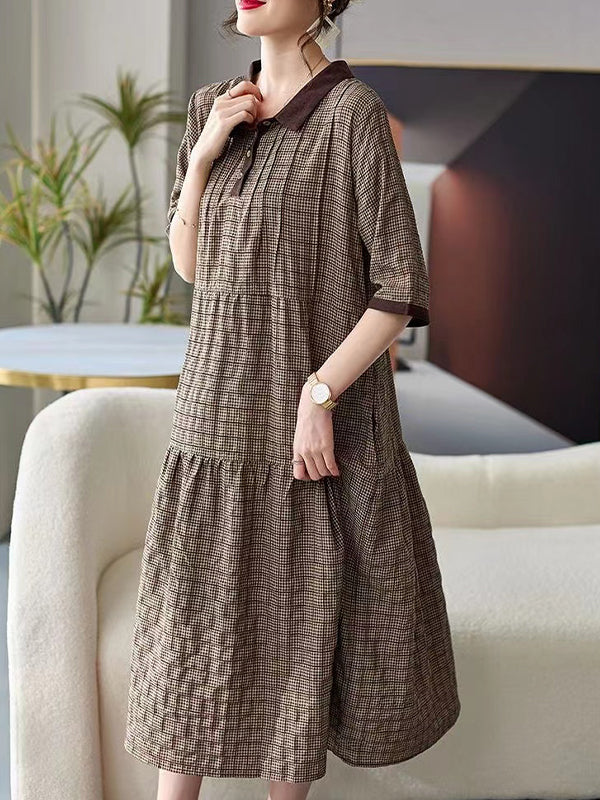 French Retro Plaid Comfortable Dress