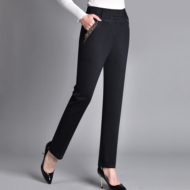 Women's High Waist Straight Fit Stretch Jeans