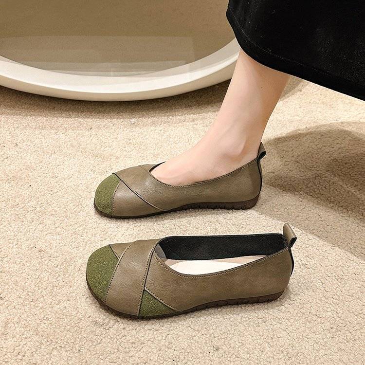 Round Toe Soft Non-Slip Leather Shoes