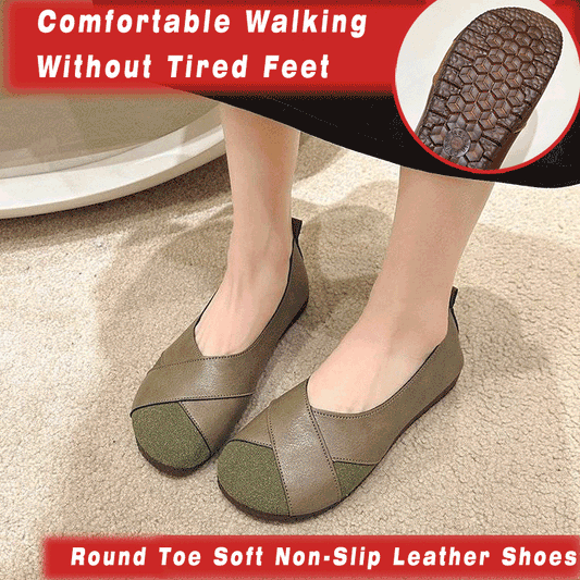 Round Toe Soft Non-Slip Leather Shoes