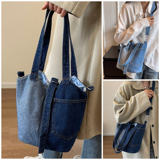 Fashionable Casual Large Capacity Denim Hand Shoulder Bag