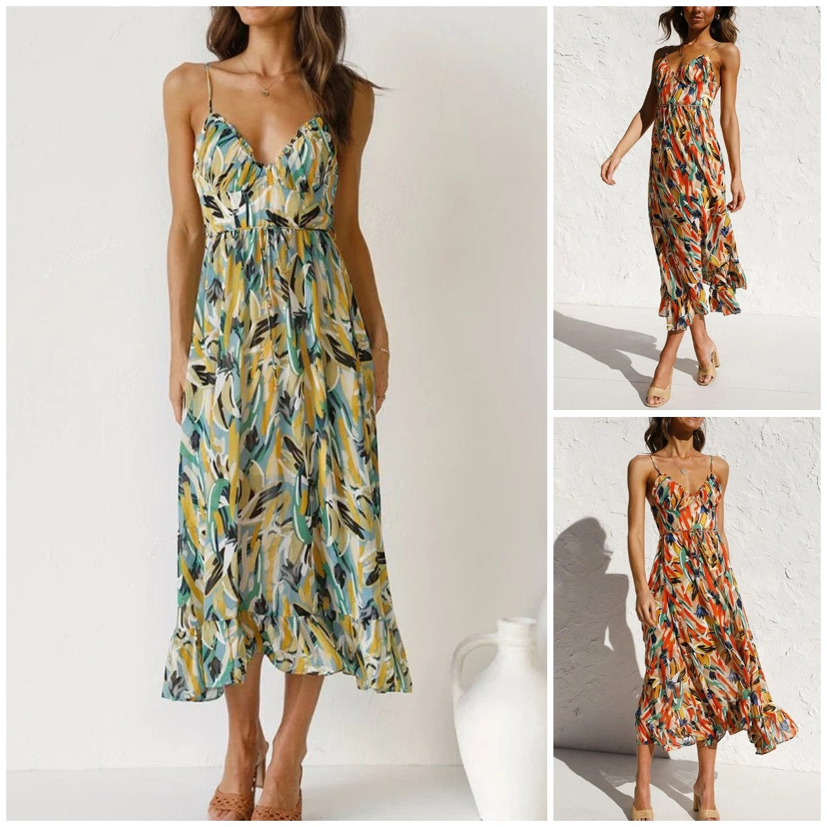 Stay Amazing Colorful Printed Midi Dress