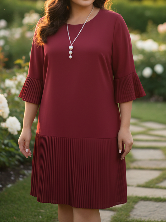 Versatile Pleated Back Single-Breasted Women's Dress