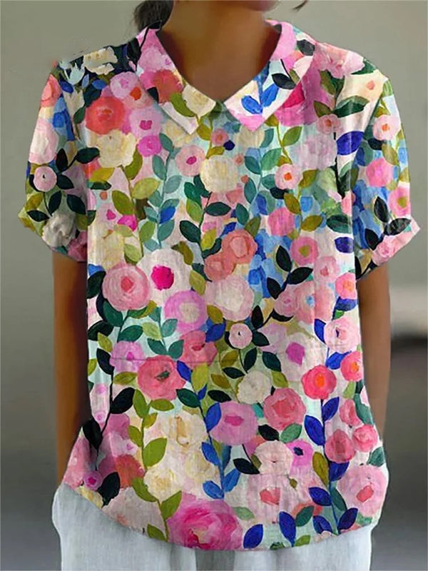 New Floral Garden Printed Women's Casual Linen Cotton Top And Dress