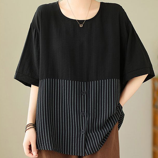 New Fashion Striped Splicing Top